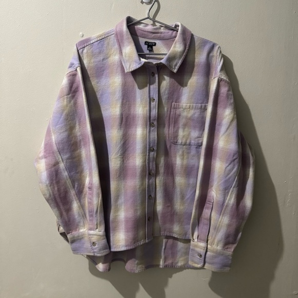 J. Crew Relaxed Button-up Shirt in Lavender Plaid size 2XL - Picture 2 of 8